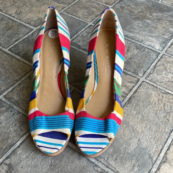 Nine West Striped Wedges - Picture 2 of 8